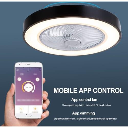 AC110V 220V Ceiling Fan with Light Remote Control Phone APP BT Control 3-Color LED ceiling Light Dimming 3Speed Wind for Bedroom