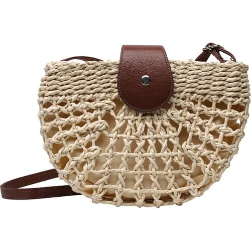 2022 Casual Travel Female Crossbody Bag Beach Rattan Fashion Luxury Brand Handbags Summer Weave Straw Shoulder Bags for Women