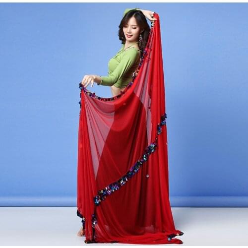 New 2018 Malaya Stage Prop Women Dancewear Accessories Organdy Veil Shawls with Coins Belly Dance Veils Performance