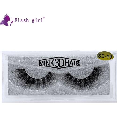 Flash Girl Real Fur Eyelashes Private Label Eyelashes 1Pair Handmade Makeup Mink Strip Eyelashes