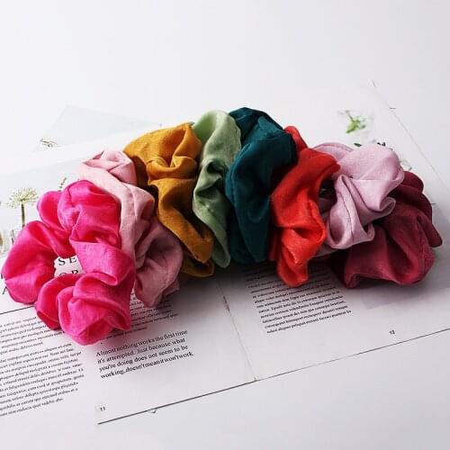 Korea Satin Scrunchie Elastic Hair Band Solid Color Woman Fashion Headbands Ponytail Holder Ties Rope Hair Accessories Wholesale
