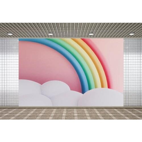 Lyavshi Pink Party White Cloud Rainbow Home Decor Photography Background Customize Photographic Backdrops Props For Photo Studio