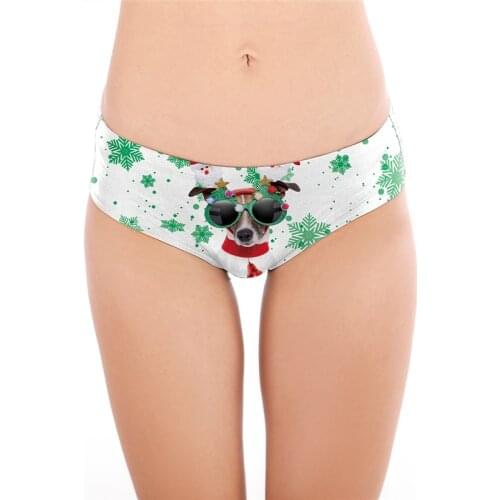 Sexy Santa Snowflakge 3D Print Christmas Panties for Women Cute Female Puppy Dog Printed Christmas Holiday Xmas Tangas Plus Size