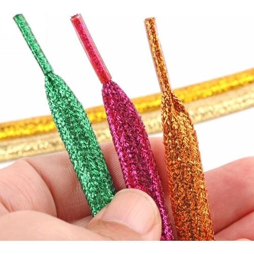 1Pair 120cm Women Men Shoe Laces For Sneakers Shiny Outdoor Sports Flat Shoelaces Glitter Sparkly Colors Shimmering Shoe Strings