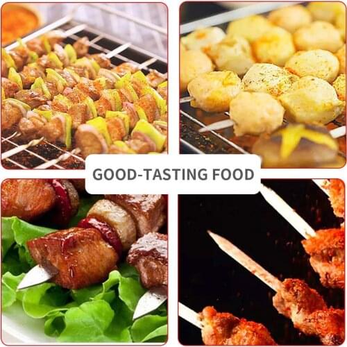 410 Stainless Steel BBQ Skewers Barbecue Skewers Kabob Skewers Set Camp Outdoors Shish Grilling Roast Fork Picnic Reusable