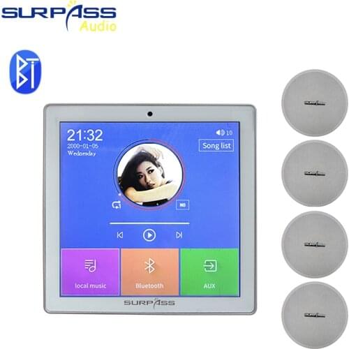 Background Music Player System In Wall Amplifier Ceiling Speaker Kit 4inch Bluetooth Amplifier Combo With Coxial Ceiling Speaker