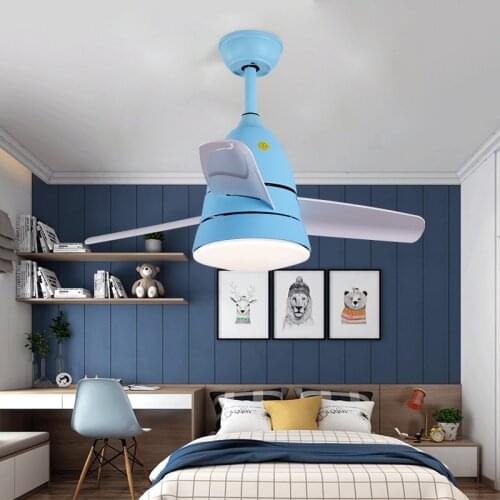 Nordic Macaron Mini Ceiling Fan Lamp Family Decorate Living Dining Room Childrens Room Cute LED Small Lamp with Remote Control