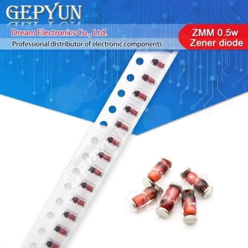 200PCS ZMM 3V 3V3 3V9 4V7 5V1 7V5 8V2 10V 12V 15V 16V 18V 20V 24V LL34 SMD Zener diode package 1/2W 0.5w Chip Zener diode