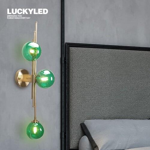 LUCKYLED Led Wall Light Glass Lampshade Nordic Decor Light For Indoor Living Modern Nordic Decor G9 bulb Copper Body Wall Lamp