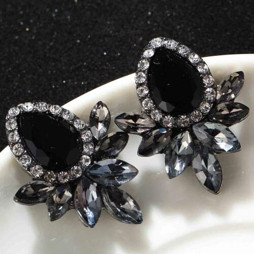 YaYi Jewelry Fashion Multi-Color Glass Stone Rhinestone Dangle Crystal Women Ancient Silver Color Wear ear Band Tassel Earrings