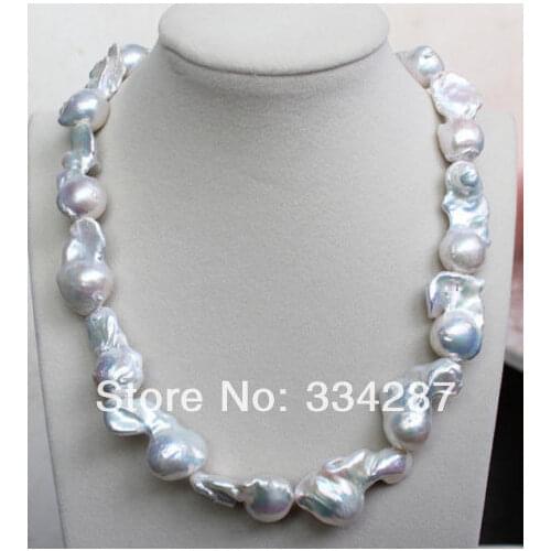 18MM-25MM REAL HUGE AAA WHITE SOUTH SEA WHITE keshi reborn PEARL necklace