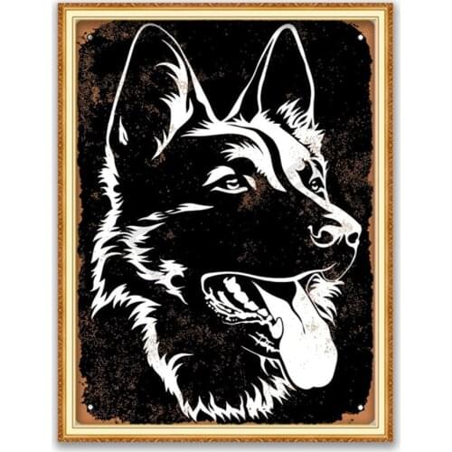 Animal German Shepherd DIY 11CT Cross Stitch Embroidery Kits Needlework Craft Set Printed Canvas Cotton Thread Home Decoration