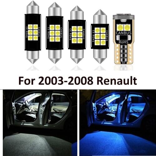 10pcs White Interior LED Light Bulbs Package Kit For 2003-2008 Renault Megane II 2 MK2 Map Dome Trunk Lamp Iceblue Light Styling
