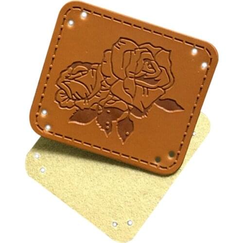 16 Options Rose Logo Cloth Sewing Labels for Clothing Flowers Logo Handmade Leather Tags for Sewing Hand Made Tag for Gift