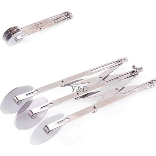 3 Wheels Stainless Steel 304 Pizza Pasta Knife Flexible Adjustable Pastry Cutter Dough Divider Roller Cooking Tool