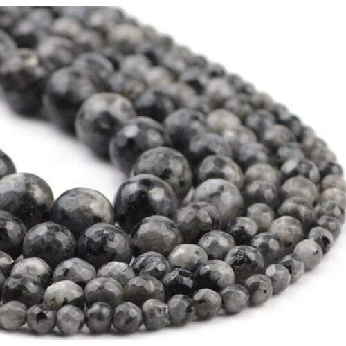 4/6/8/10/12MM Natural Stone Faceted Black Labradorite Spacer Round Loose Beads For Jewelry Making DIY Bracelets Accessories