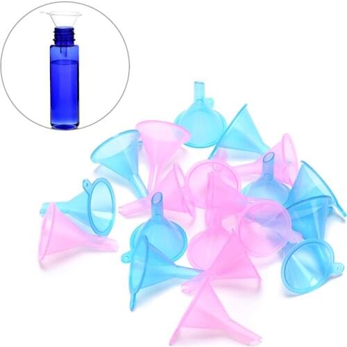 50Pcs/LOT 4cm x 3cm Mini Liquid Oil Funnels Small Plastic For Perfume Diffuser Bottle Labs 2 Colors