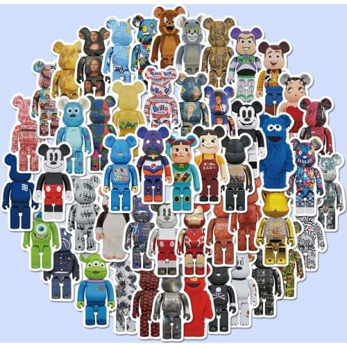 50Pcs bearbrick cartoon Stickers DIY Luggage Skateboard Refrigerator Stickers Waterproof PVC Graffiti Stickers