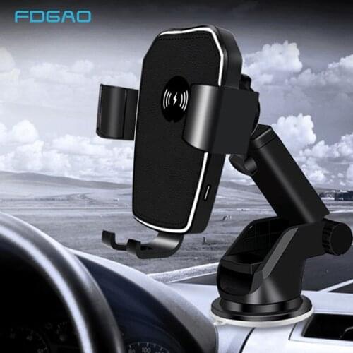 FDGAO Quick Charge Qi Wireless Car Charger Mount 10W Fast Charging Air Vent Car Phone Holder For Samsung S10 iPhone 11 XS XR X 8