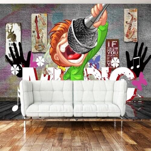 Custom large 3d wallpaper mural retro nostalgic MUSIC bar background wall decoration painting wallpaper mural