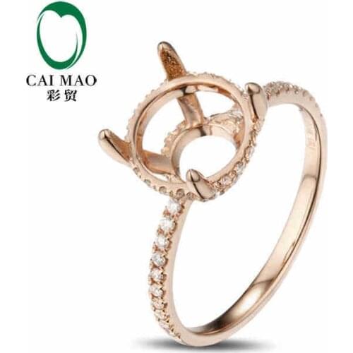 CaiMao Round cut Semi Mount Ring Settings & 0.32ct Diamond 14k Rose Gold Gemstone Engagement Ring Fine Jewelry