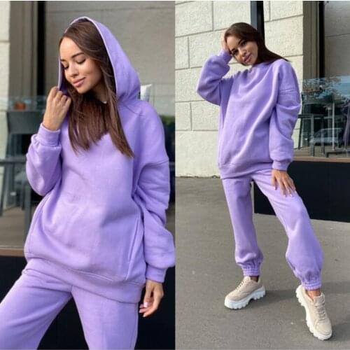 Elegant Womens Tracksuit Sets Warm Hoodie Sweatshirts and Long Pants Fashion Two Piece Sets for Women Sweatshirt Suits