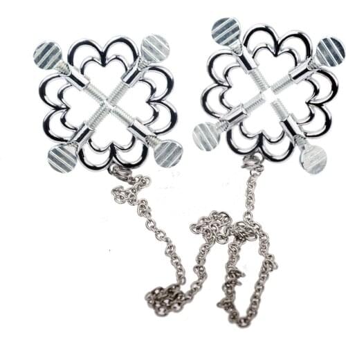 Adult Erotic Adjustable Nipple Tease Flirting Concave Correction Nipple Clamps Metal Petal