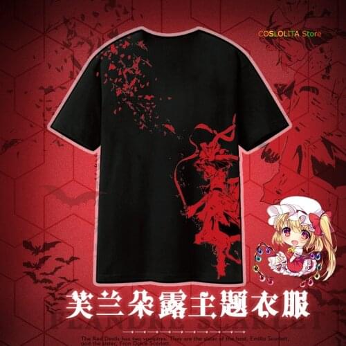 Anime TouHou Project Flandre Scarlet T-Shirt Short Tee Cosplay Men Women Student Summer New Unisex Halloween Party pullover Tops