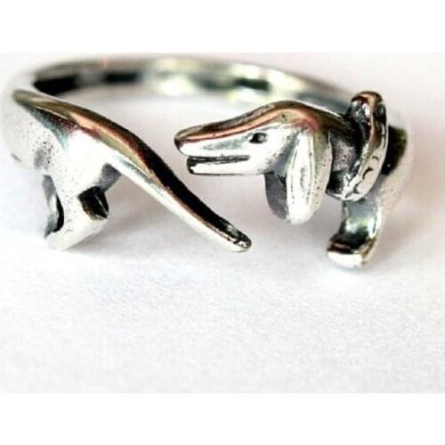 G.SKY R12 Dachshund Adjustable Ring Free Size Animal Dog Jewelry for Pet Lovers