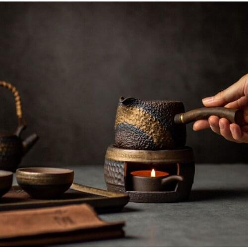 Coarse pottery candle warm tea stove alcohol lamp warm tea base heating tea set accessories