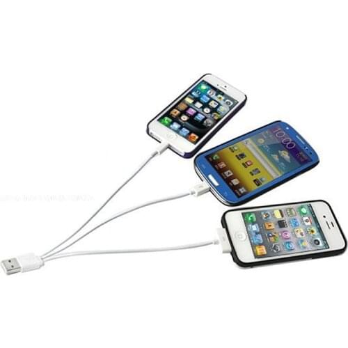 22cm 1 to 3 Phone Cable Cord 0.2M 3 in 1 universal usb cables multi charger line For iPhone Samsung V8 phone sound battery psp