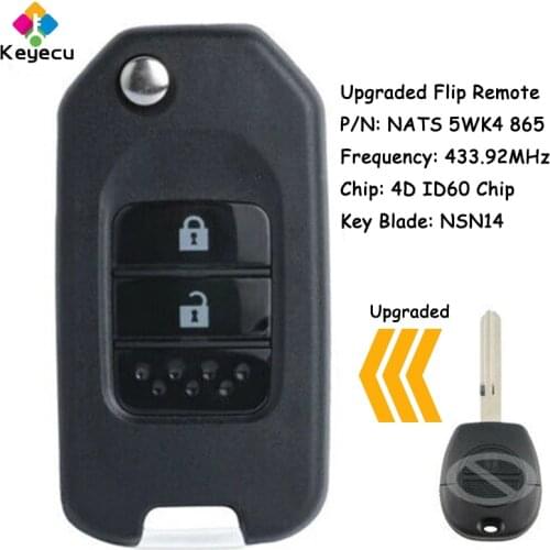 KEYECU Upgraded Flip Remote Key With 2 Btn 433MHz - FOB for Nissan Almera Micra Primera Patrol X-Trail Terrano Pulsar Navara Ti