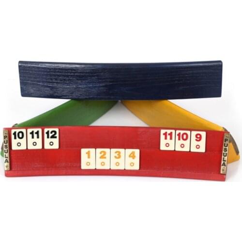 Colorful Natural Wood Oval Okey Rummy Set 4-Person Board Game Israeli Board Game to Spend Fun Time with Friends