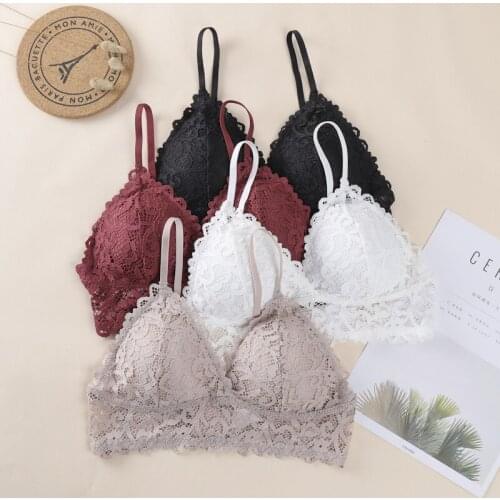 Lace Bras For Women Brassiere Ultra Thin Bralette Sexy Seamless Underwear Gathered Lingerie Floral Lace Bras