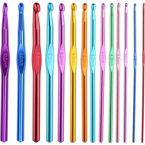 KAOBUY 14 Sizes Crochet Hooks Set Multicolor Aluminum Crochet Hooks Needles Yarn Knitting Sewing Hooks