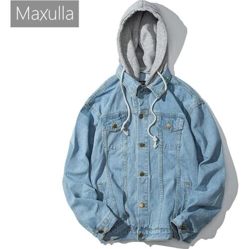 Maxulla Spring denim jackets men fashion jean jackets hooded streetwear stylish Hip Hop denim jacket men street wear Mla027