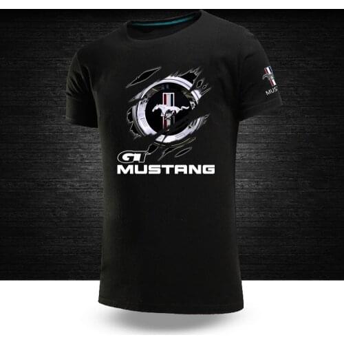 Summer Mens The New Solid Color Creative Design Mustang Customize Unisex 100%Cotton Hip Hop Style Short Sleeve T shirts