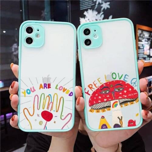Slimy oddity self love Phone Case For iPhone 12 11 Mini Pro XR XS Max 7 8 Plus X Matte transparent blue Back Cover