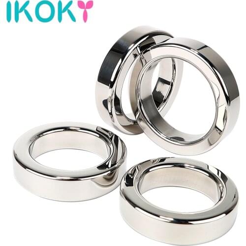 IKOKY Sex Toys for Men Male Metal Cock Ring Penis Ring Delay Ejaculation Male Chastity Device Adult Products Stainless Steel