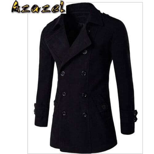 Spring Autumn Mens Wool Blends Coat Double-breasted Winter Men Overcoats Slim Fit Casual Wool Overcoats European Designer A864