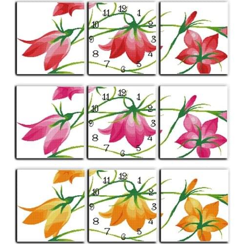 Cross-Stitch Kit Stamped Clock Temptation Flower Printed 11CT 14CT Counted Decoration Handmade Thread Embroidery Needlework Sets