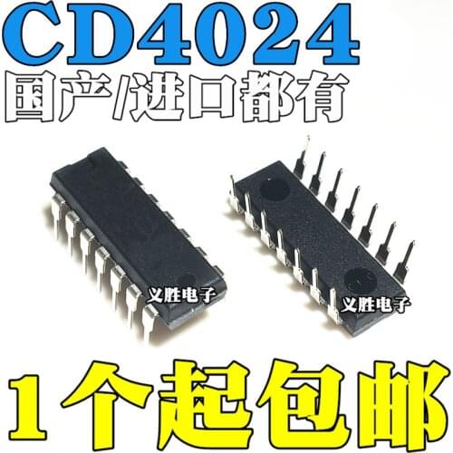 New and original CD4024BE CD4024 DIP14 Upright DIP14 binary counter chip, frequency divider chip, asynchronous reset CD4024
