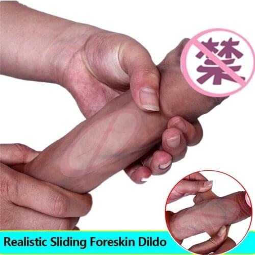 Dildo Realistic Simulation Prepuce Silicone Penis For Women Soft Big Dick Lifelike Real Dildo Suction Cup Consolador Sex Toys 18