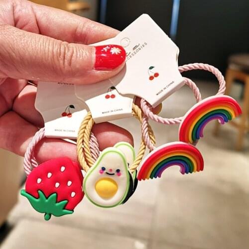 Girl Cute Fruit Rainbow Rubber Hair Ties Children Cartoon Hair Accesories