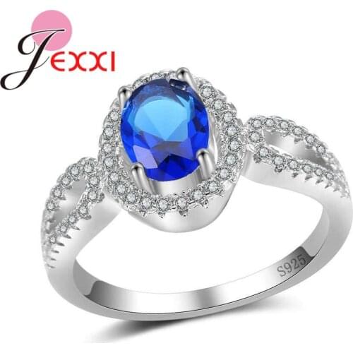 Romantic Jewelry Promise 925 Sterling Silver Austrian Crystals Rings For Wife Women Anniversary Wedding Ring Accessory