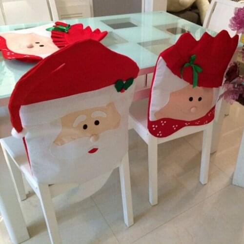 Christmas Decoration Chair Back Cover Set Decor New Year decorations Fashion Xmas Santa Red Hat Dinner Table Party Supplies