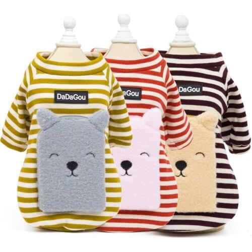 Milk Silk Striped Bear Backpack Pet Bathroom Autumn and Winter New Dog Clothes Pet Clothes for Dog Dog Outfit