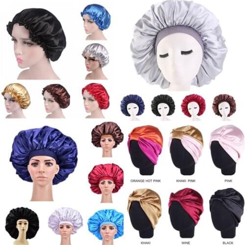 6 Style Womens Satin Solid Sleeping Hat Night Sleep Cap Hair Care Bonnet Nightcap For Women Men Unisex Cap