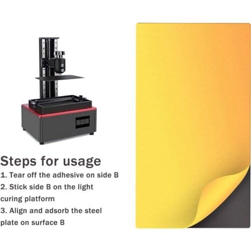 SLA Steel Plate With Magnetic Adhesive SLA/DLP Light Curing Magnetic Steel Film 196X126mm Spring Steel 3D Printer Accessories