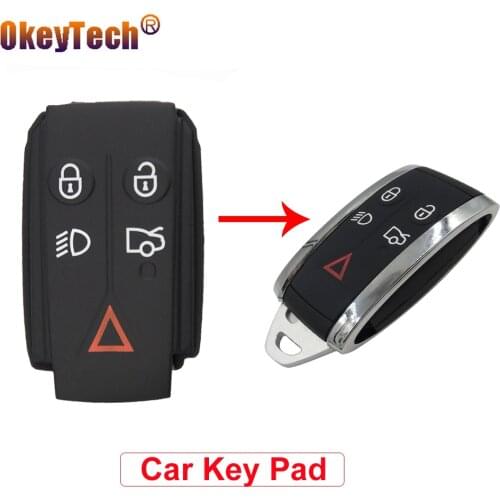OkeyTech Replacement 5 Buttons Rubber Remote Smart Key Pad For Jaguar XF XK XKR X S-Type 2007 2008 2009 2010 2012 Accessories